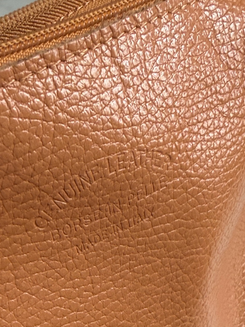 Vintage Genuine Leather Wristlet Clutch in Warm Tan - Picture 7 of 13
